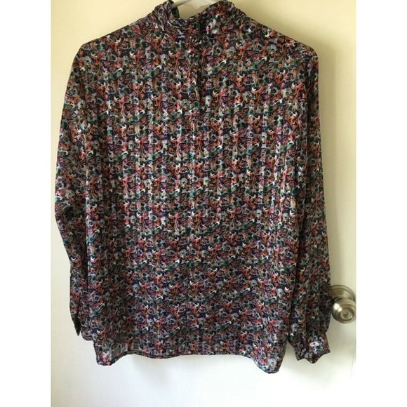 Hasting & Smith  polyester sheer colorful paisley  blouse mock neck size 8 - Picture 6 of 10
